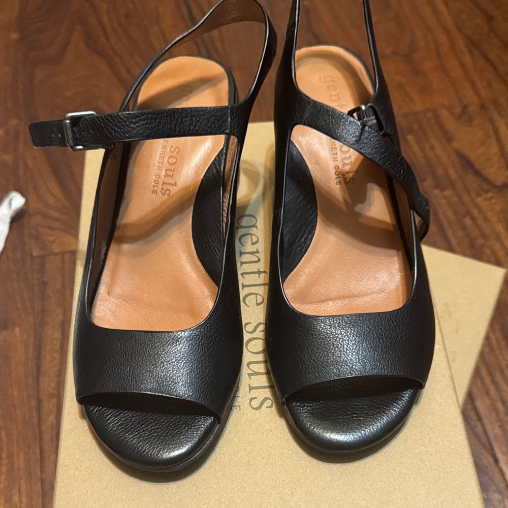 Gentle Souls Black Leather Women's Sandals